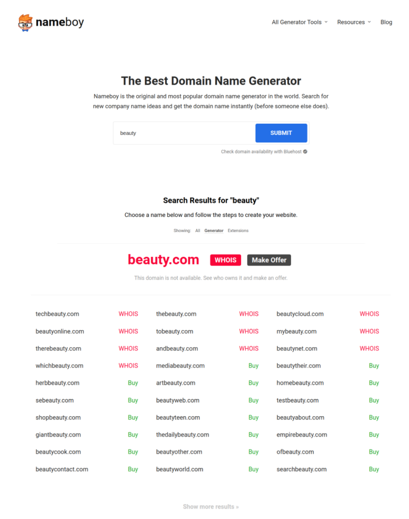 Domain generator nameboy