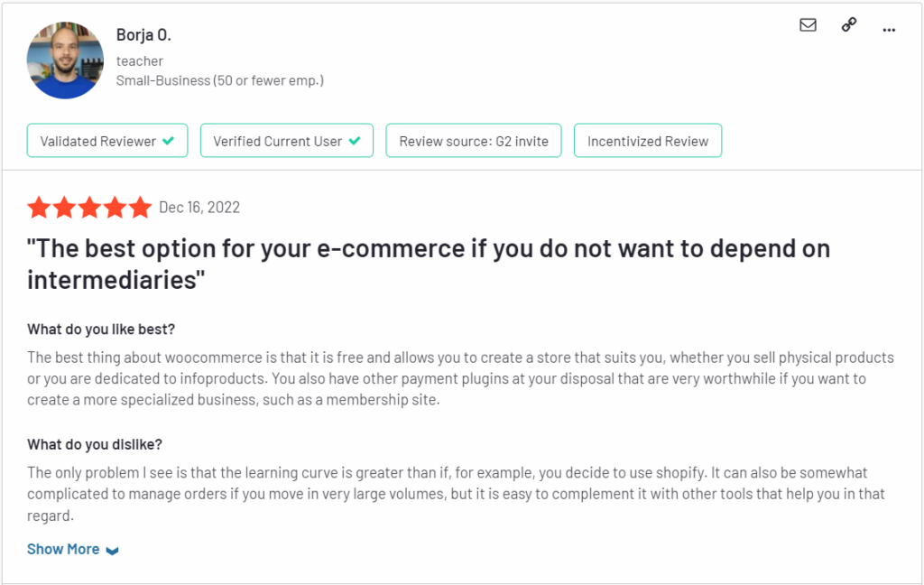 Reviews for woocommerce