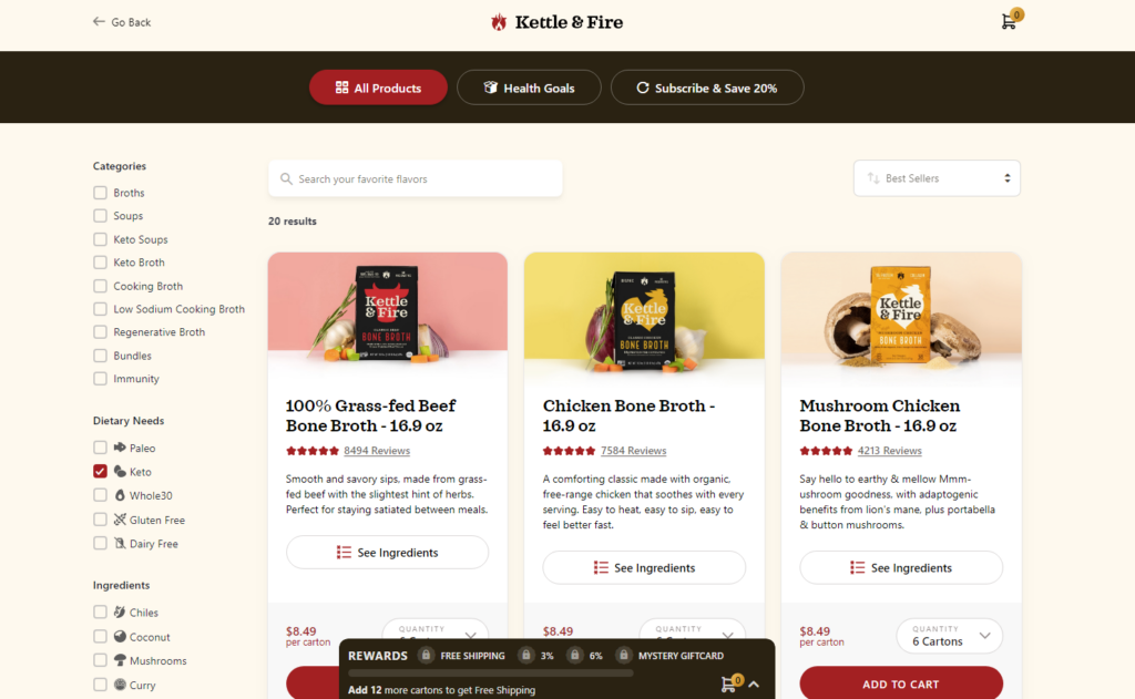 Kettle & Fire - eCommerce Category Page Best Practices