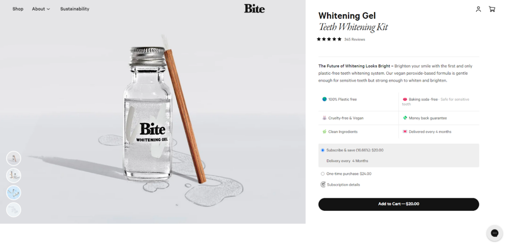 Bite's product page