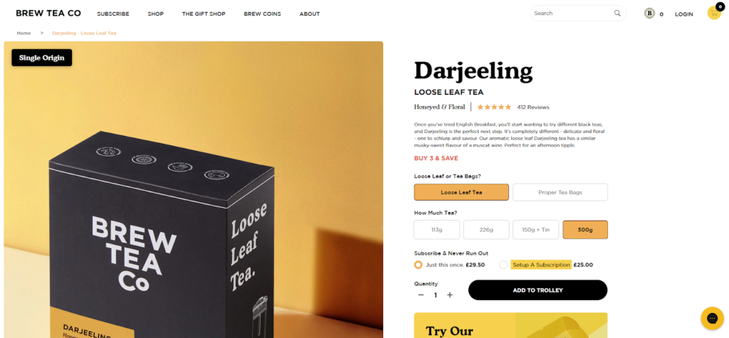 Brew Tea Co. - ecommerce product page example