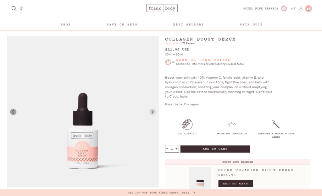 Frank Body -  product page example