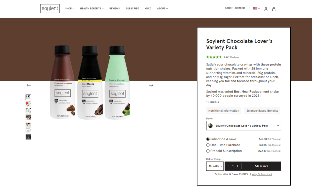 Soylent - product page example