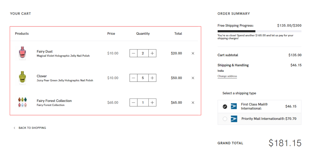 Products List on the cart page - Best Practices for Shopping Cart