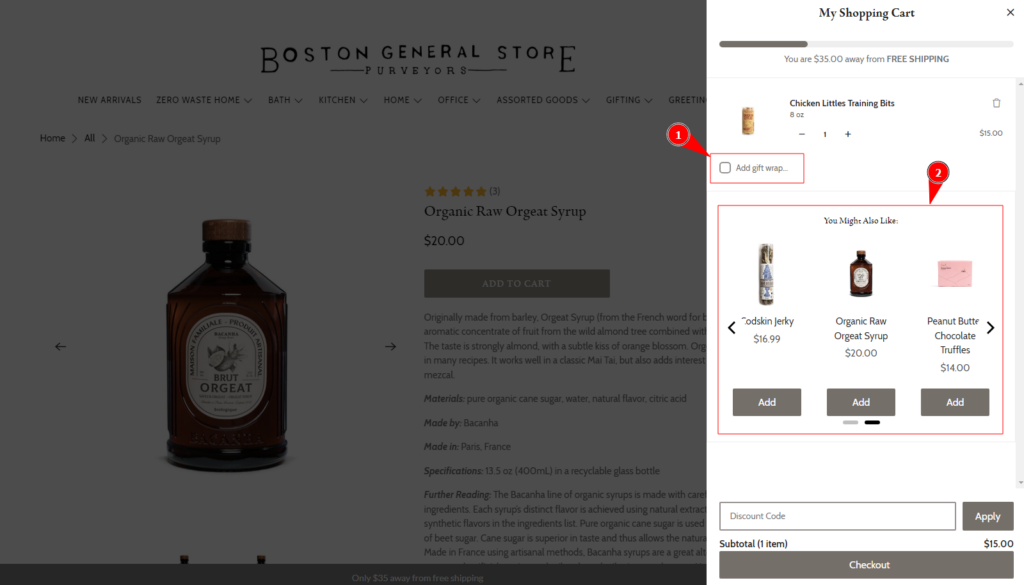 Boston General Store - Cross-sell or Upsell Opportunities - Best Practices for Shopping Cart