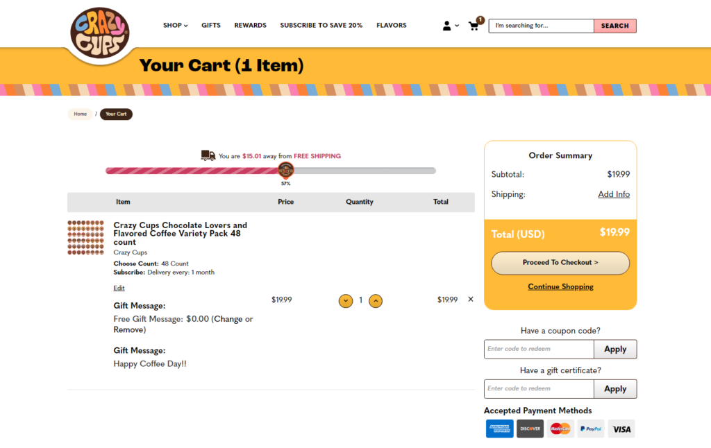 Crazy Cups - Best eCommerce Cart Pages - Best Practices for Shopping Cart