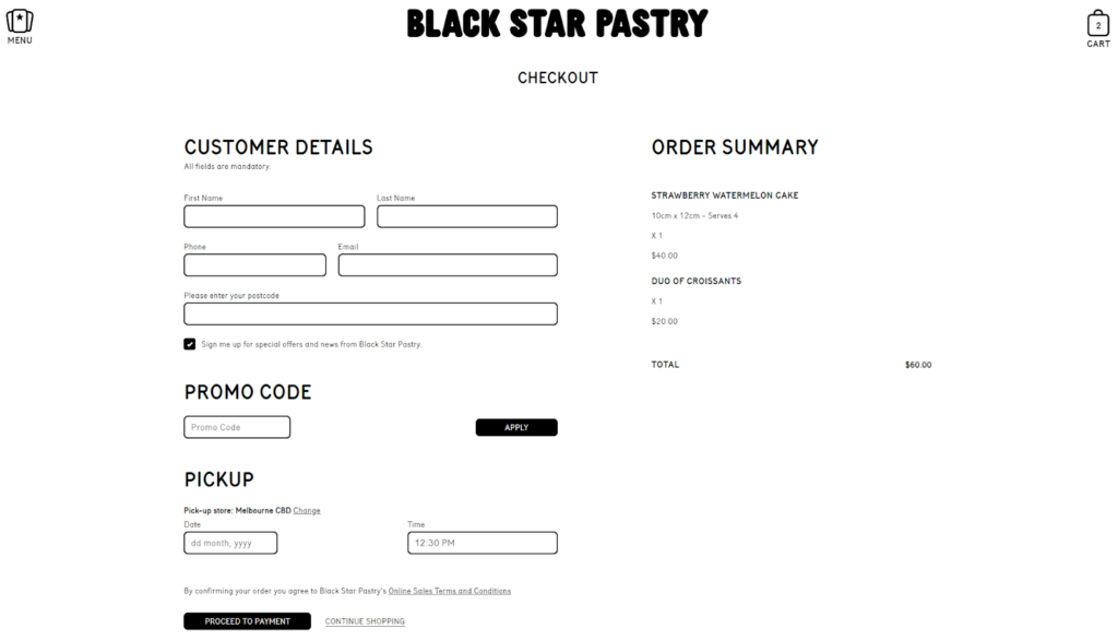 Black Star Pastry checkout