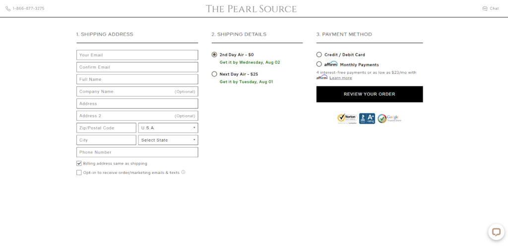 The Pearl Source - ecommerce website
