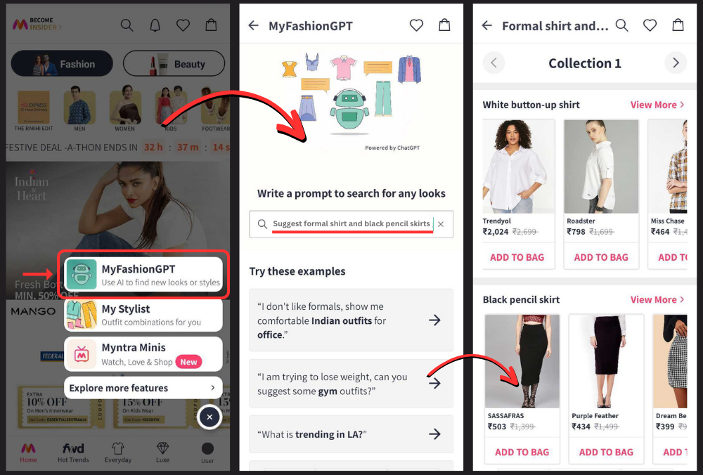 Example of AI-based Chatbots in eCommerce platform