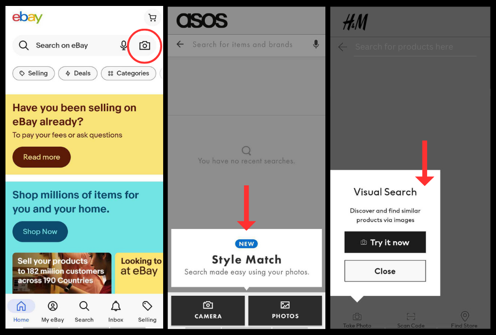 Examples of Visual Search in eCommerce