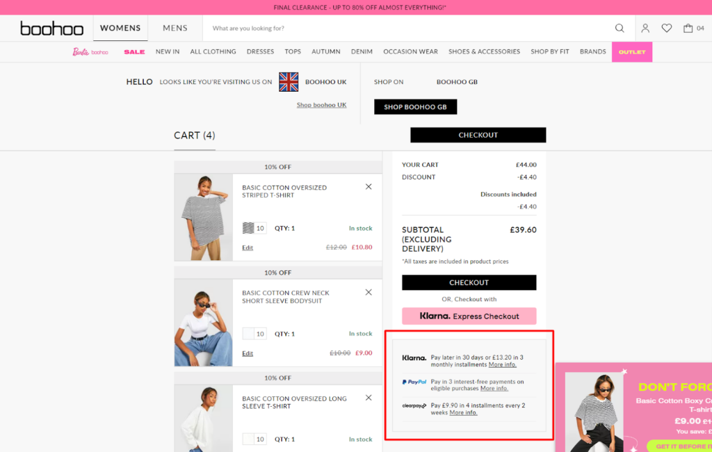 Examples of Buy Now, Pay Later for online shopping