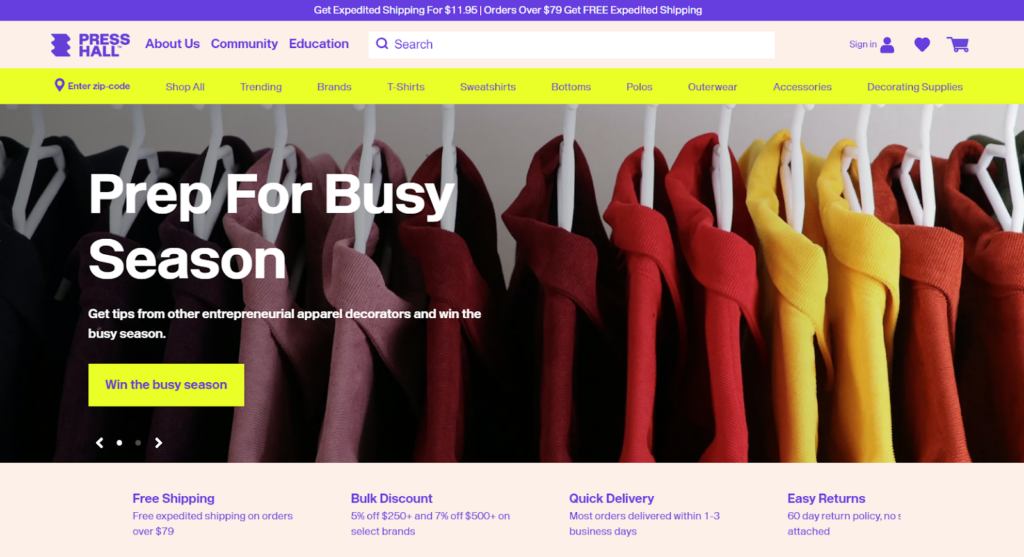 Press Hall - composable commerce store examples