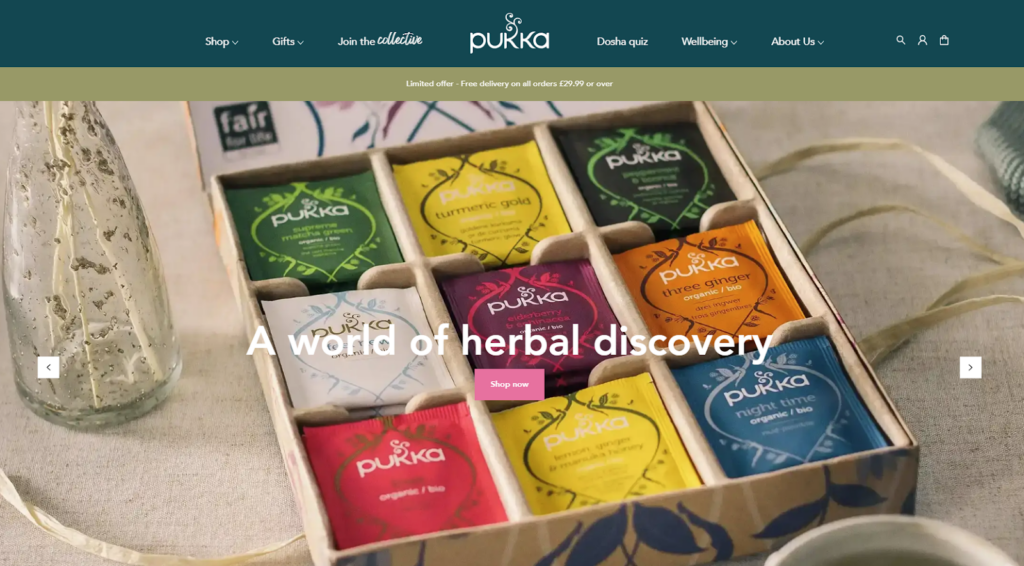 Pukka Herbs - composable commerce store examples