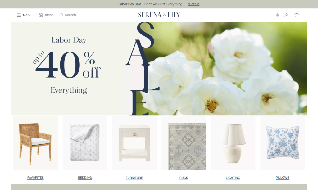 Serena & Lily - composable commerce store examples