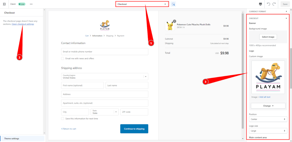 customize the Shopify checkout page