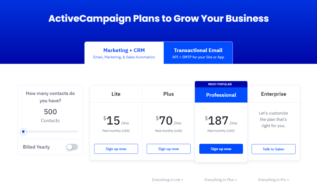 ActiveCampaign Pricing1