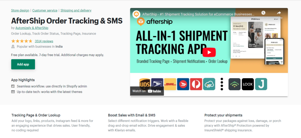 AfterShip Order Tracking & SMS