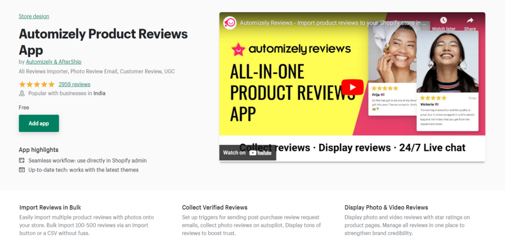Automizely Product Reviews App