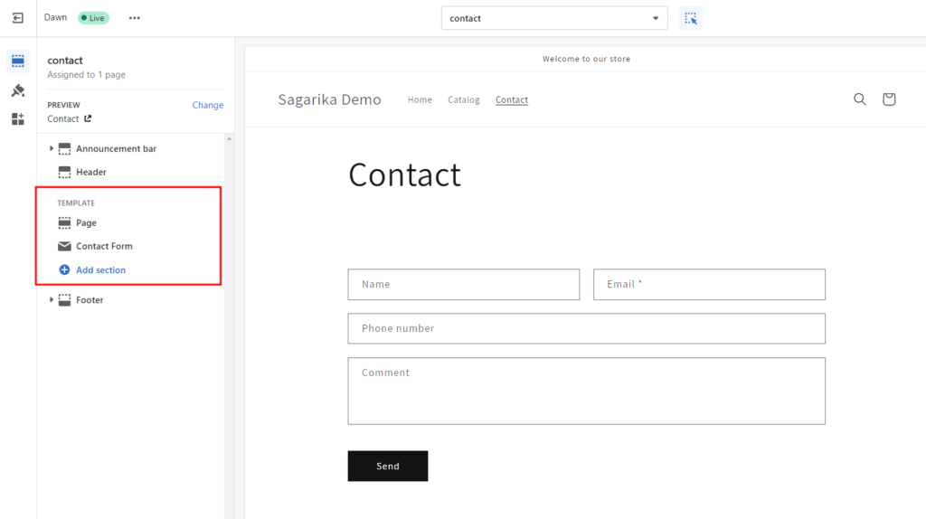 Customizing the Contact Us Template