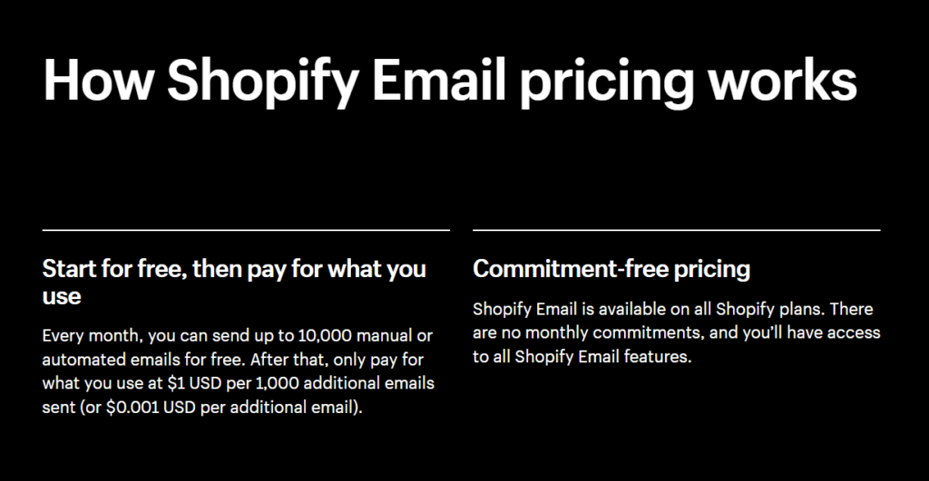 Shopify Email Pricing