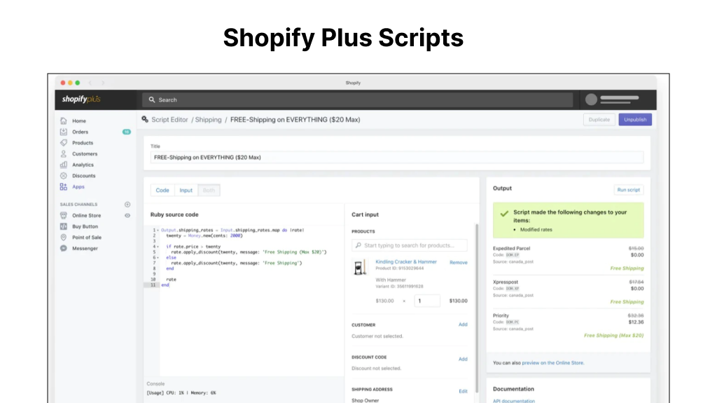 Shopify Plus Scripting