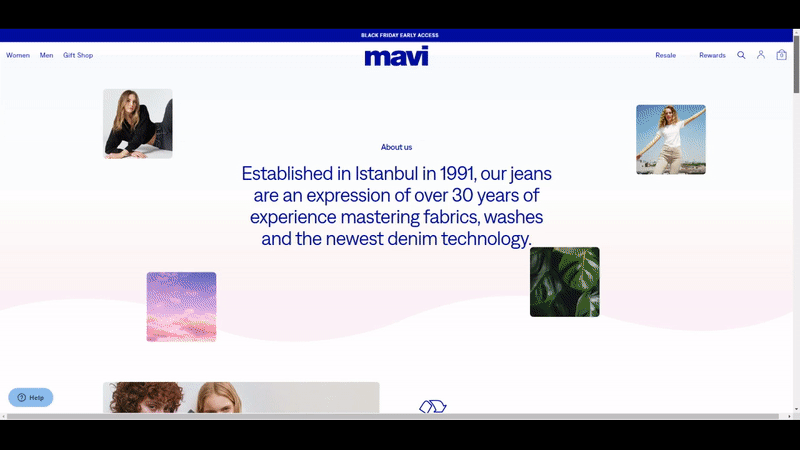 Shopify about us page example - Mavi jeans