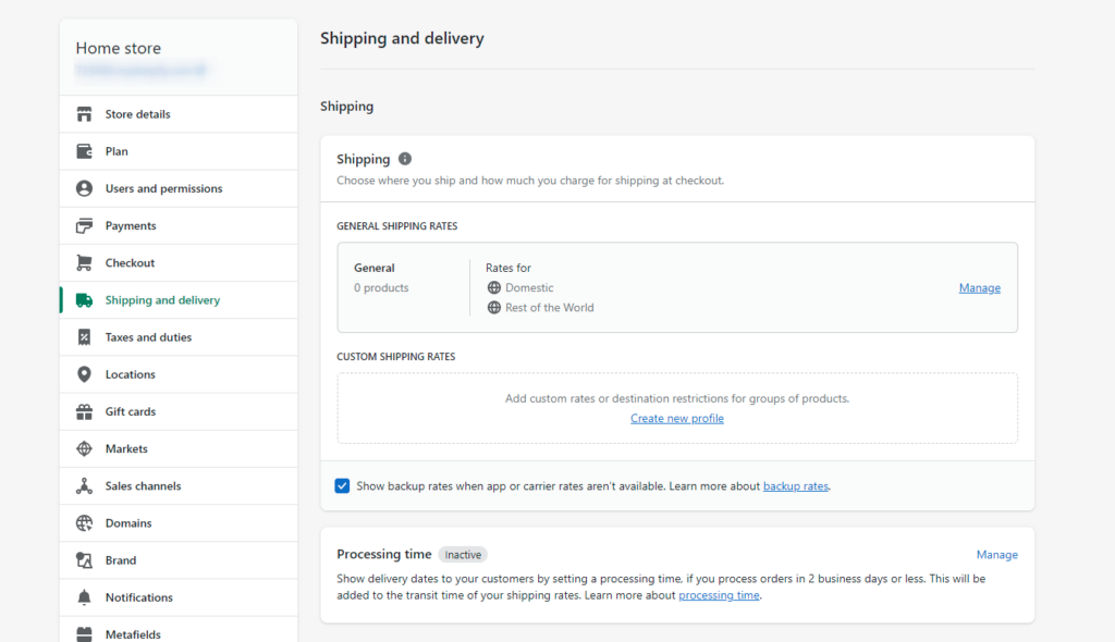 Add Shipping & Delivery methods