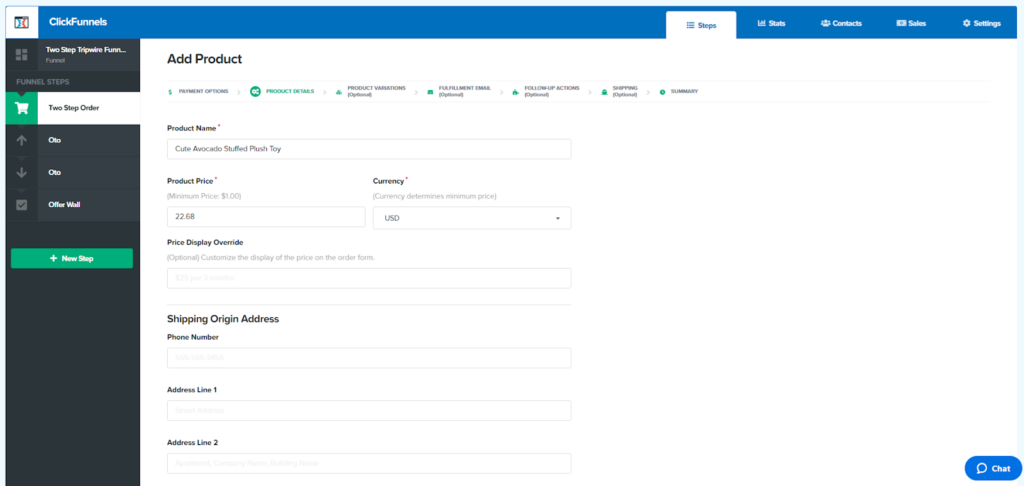 Product details page