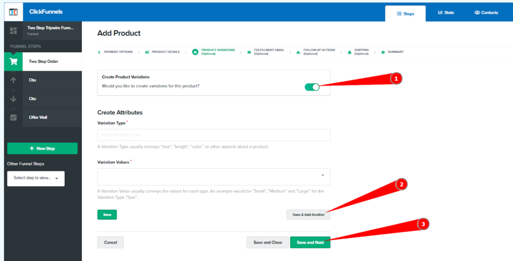 Add product variants in Clickfunnels