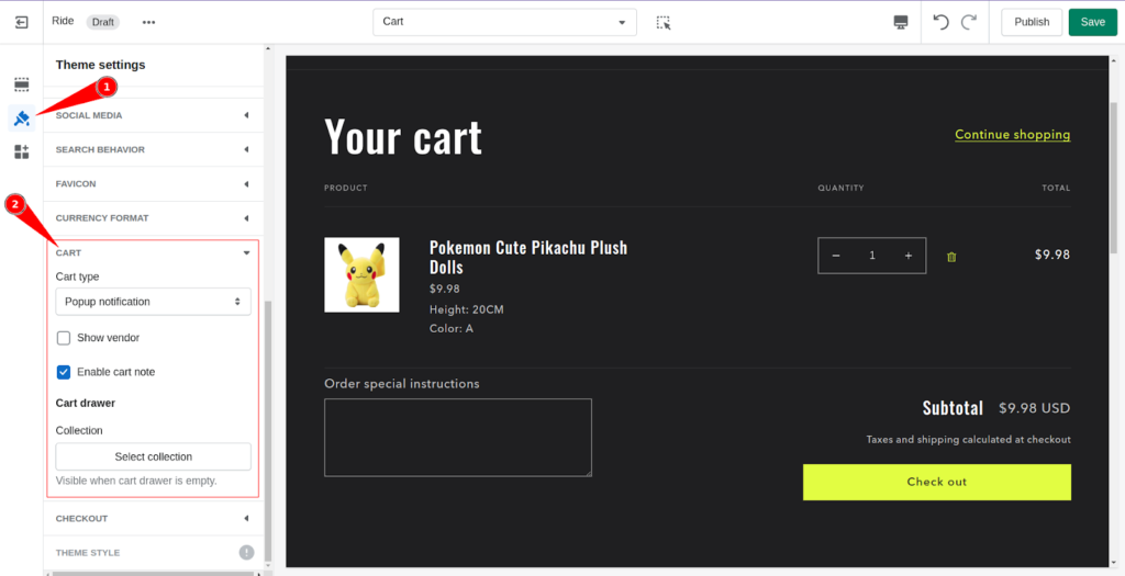 customized cart page 2
