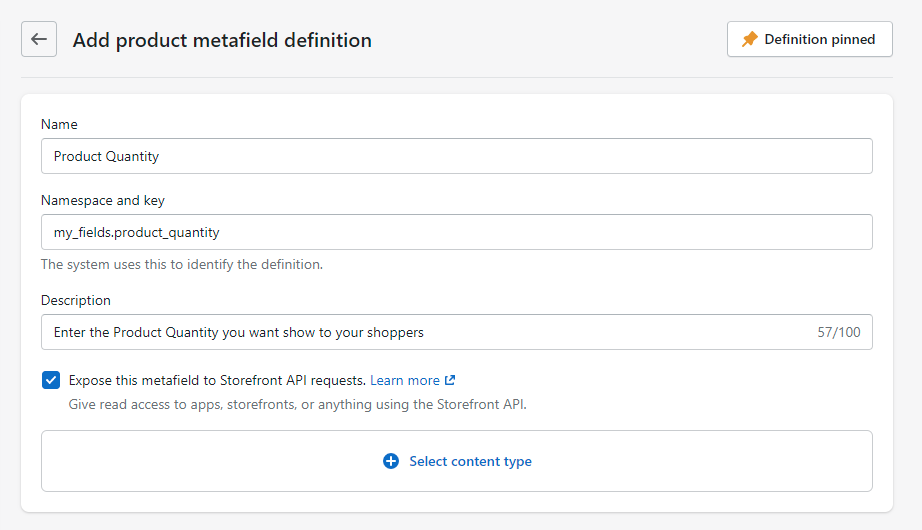 Shopify 2.0 Metafields addition