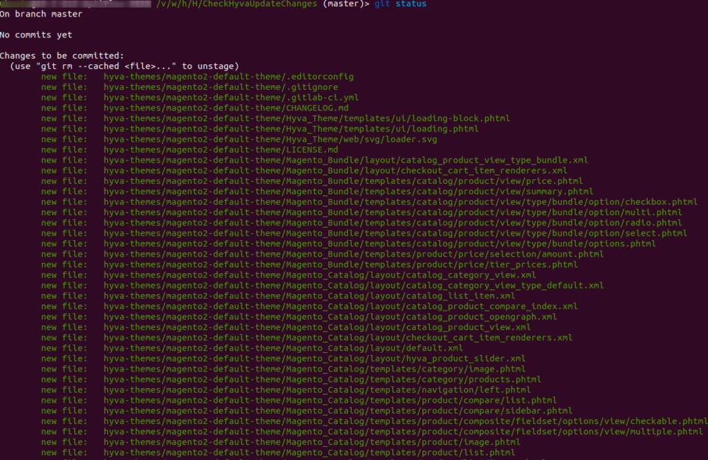 git status command hyva theme