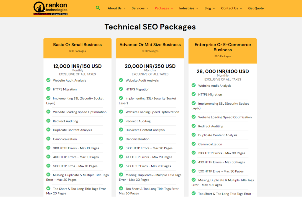 Packages for Technical SEO