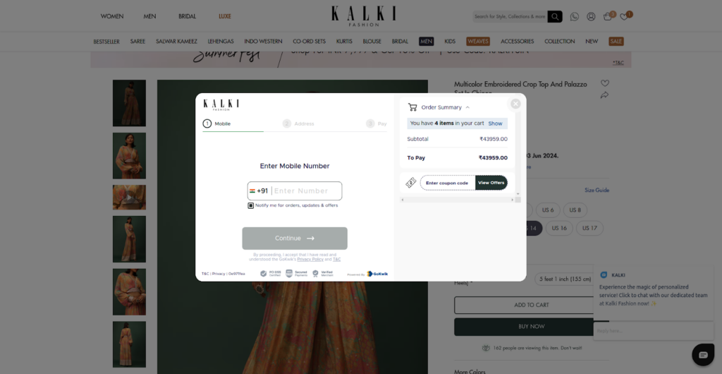Successful integration of KwikCheckout with a Magento store - Kalki Fashion