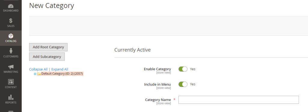 Adding categories in Magento