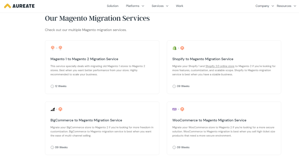 Aureate Lab’s Magento 2 migration services