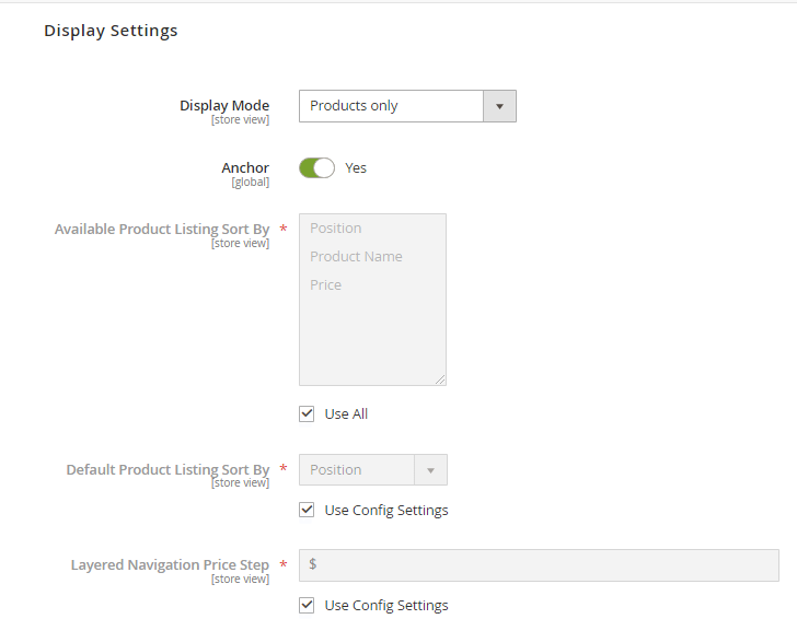 Categories Display Settings in Magento 2