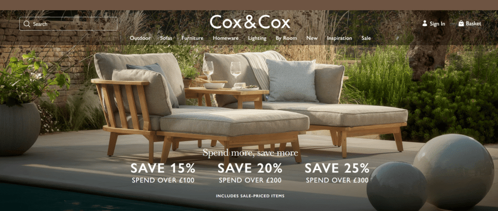 Cox and Cox website homepage