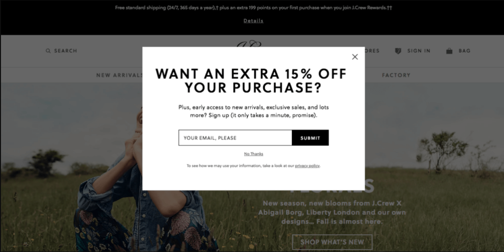 Exit Pop-up with discount