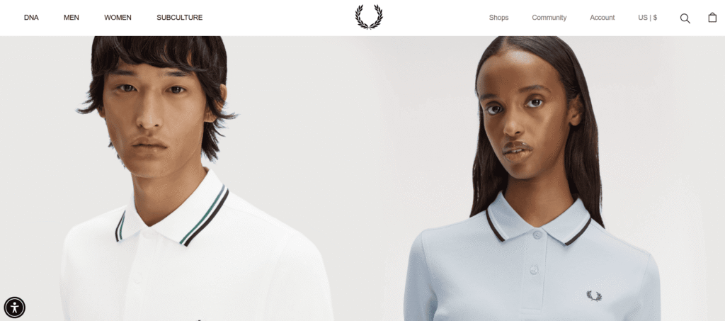 Fred Perry website homepage