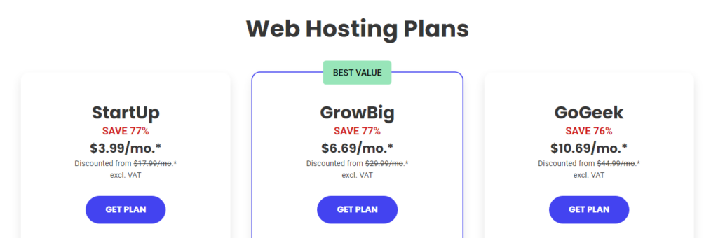 Pricing Packages - SiteGround