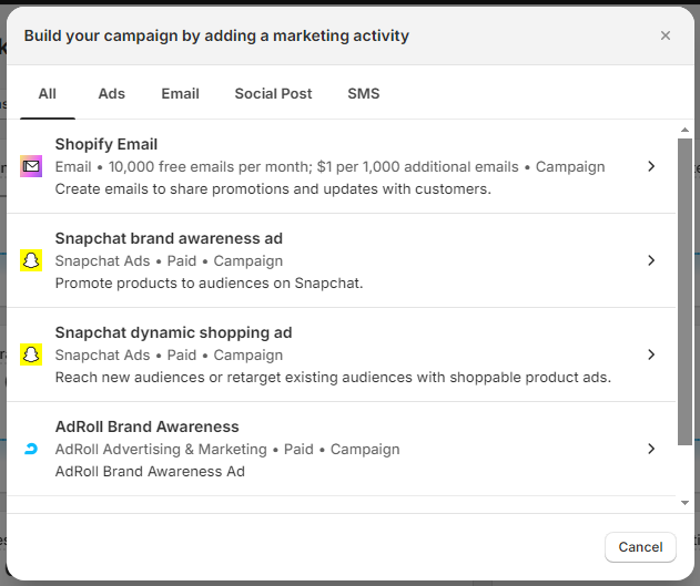 Shopify’s built-in marketing and sales tools