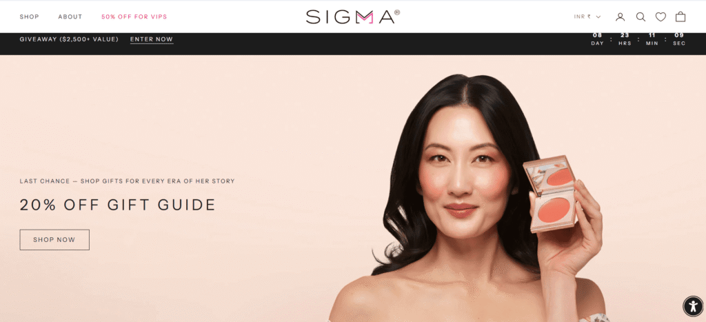 Sigma Beauty homepage