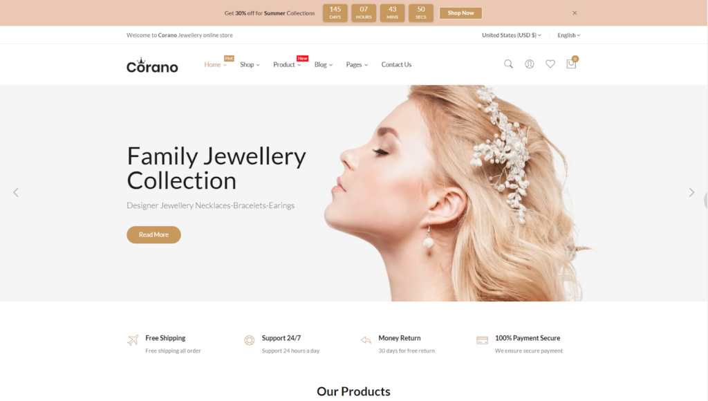 Best Jewelry Themes for Shopify - Corano Theme