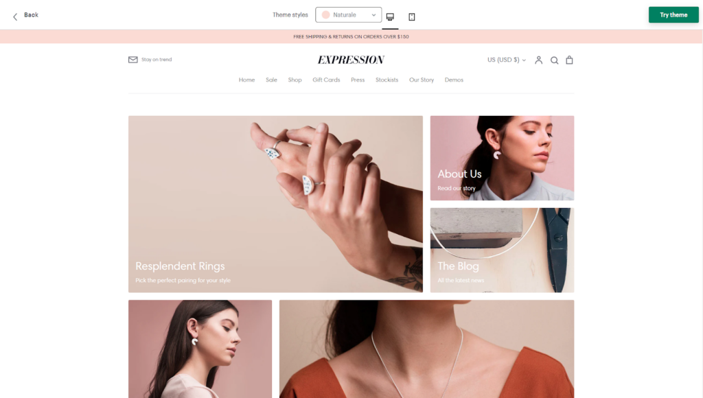 Best Jewelry Themes for Shopify - Expression Theme