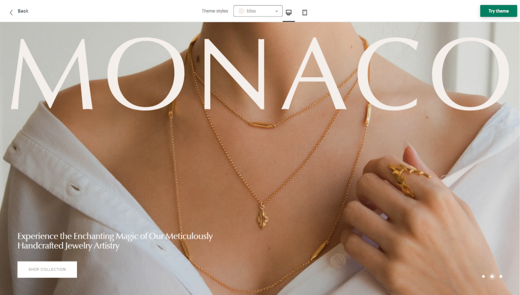 Best Jewelry Themes for Shopify - Monaco Theme