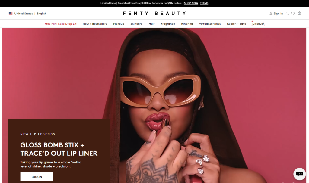 Conversion-focused store design - Fenty Beauty