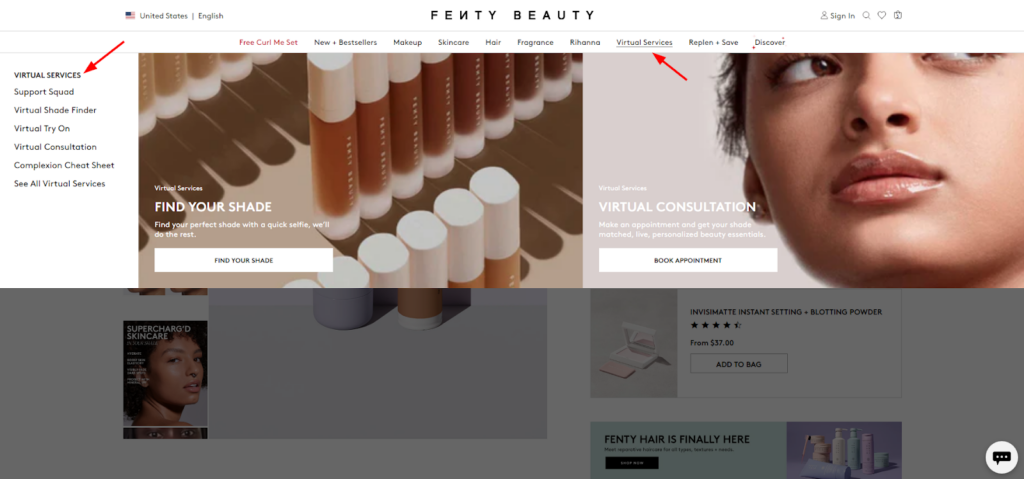 Fenty Beauty Virtual services