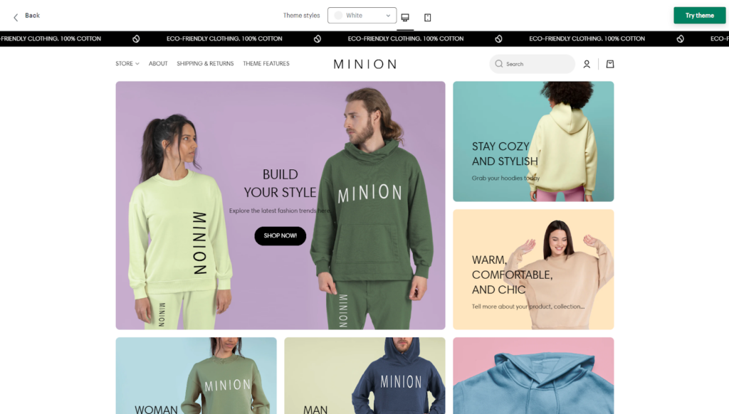 Minion – one of the best fashion themes for Shopify