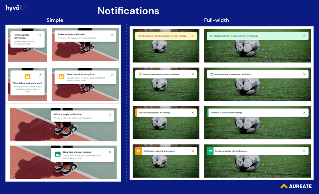 Notifications - attention grabber elements in Hyvä UI